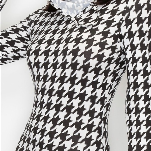 🔥SALE🔥Houndstooth Dress With Collar Face Mask - Picture 6 of 7